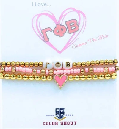 Color Shout Gamma Phi Beta Love My Sorority Bracelet Stack In Gold