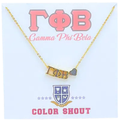 Color Shout Gamma Phi Beta Sorority Gold Heart Necklace