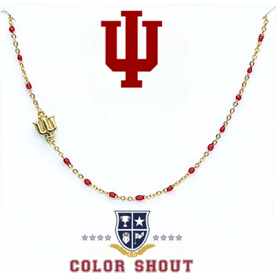Color Shout Indiana University Side Necklace In Gold