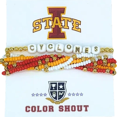 Color Shout Iowa State Lucky 7 Bracelet Set In Gold