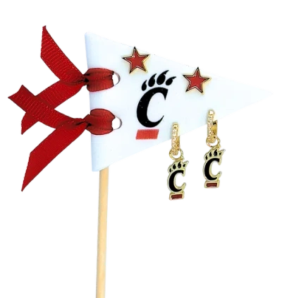Color Shout Iowa State University  Pennant Pair Earring Set In Gold