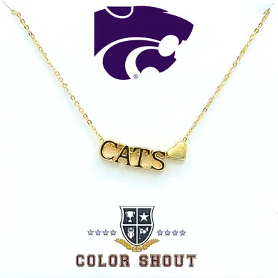 Color Shout Kansas State University Gold Heart Necklace In Multi