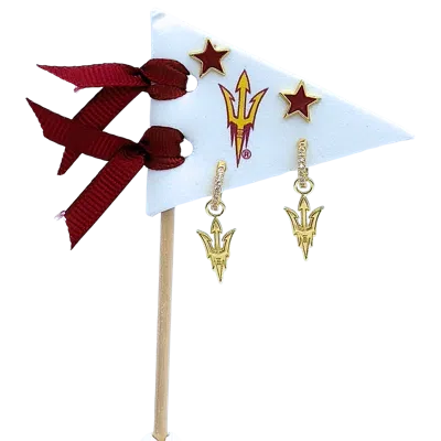 Color Shout Kansas State University Pennant Pair Earring Set In Gold