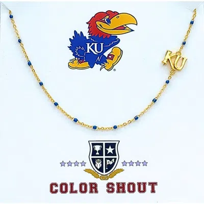 Color Shout Kansas University Side Necklace In Gold