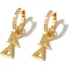 Color Shout Kappa Delta Greek Letter Huggie + Charm Earrings In Gold