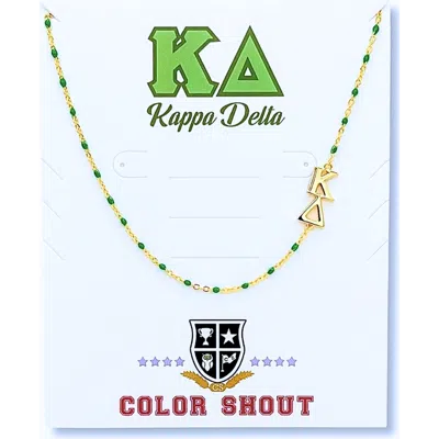 Color Shout Kappa Delta Greek Letter Side Set Necklace In Gold