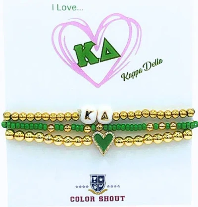 Color Shout Kappa Delta Love My Sorority Bracelet Stack In Gold