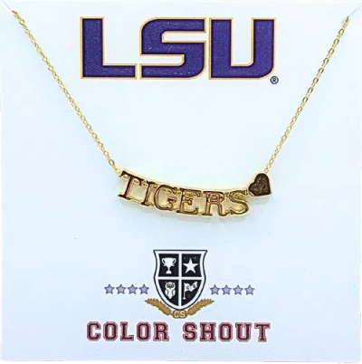 Color Shout Louisiana State University Gold Heart Necklace