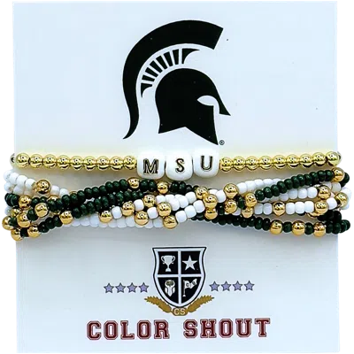 Color Shout Michigan State Lucky 7 Bracelet Set In Gold