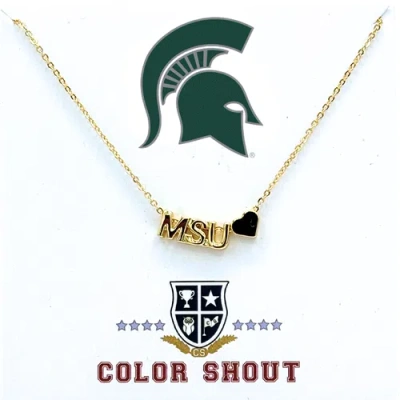 Color Shout Michigan State University Gold Heart Necklace