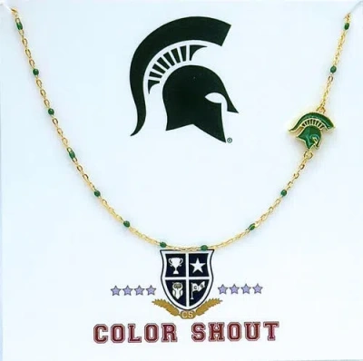 Color Shout Michigan State University Side Necklace In Gold
