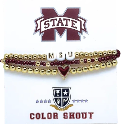 Color Shout Mississippi State Love My College Bracelet Stack In Gold