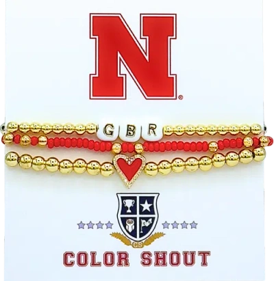 Color Shout Nebraska Love My College Bracelet Stack In Gold