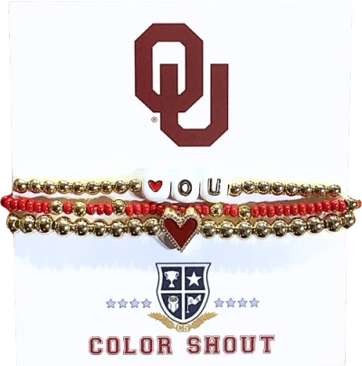 Color Shout Oklahoma Love My College Bracelet Stack In Gold