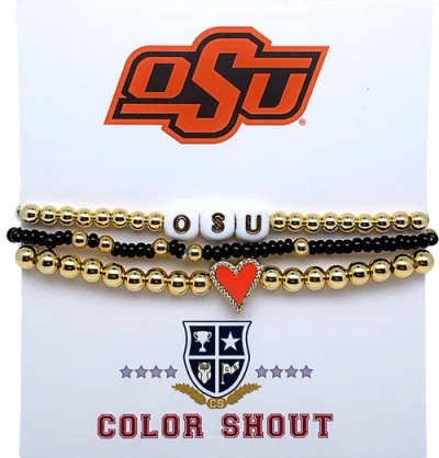 Color Shout Oklahoma State Love My College Bracelet Stack In Brown