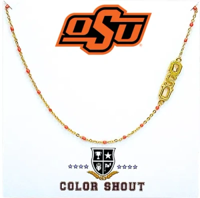 Color Shout Oklahoma State University Side Necklace In Gold