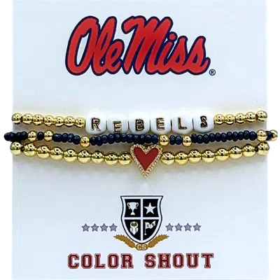 Color Shout Ole Miss Love My College Bracelet Stack In Gold