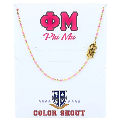 Color Shout Phi Mu Greek Letter Side Set Necklace In Multi