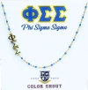 Color Shout Phi Sigma Sigma Greek Letter Side Set Necklace In Blue