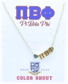 Color Shout Pi Beta Phi Sorority Gold Heart Necklace In Blue