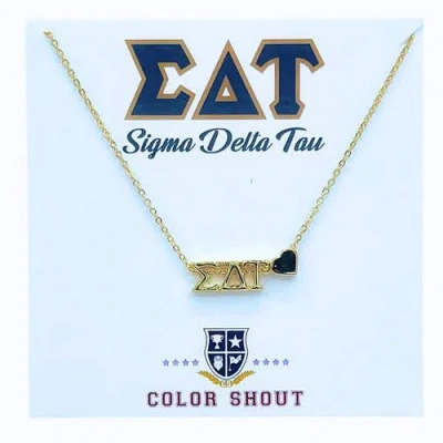 Color Shout Sigma Delta Tau Sorority Gold Heart Necklace