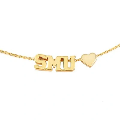 Color Shout Southern Methodist University Gold Heart Necklace