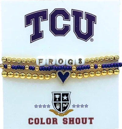 Color Shout Tcu Love My College Bracelet Stack In Gold