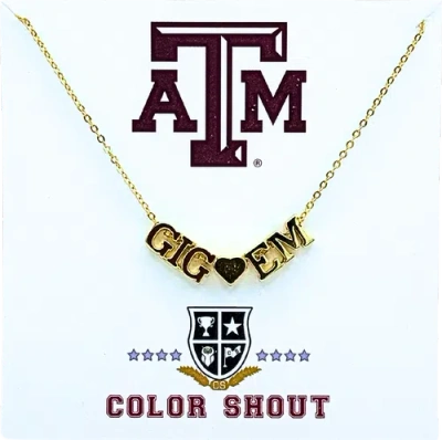 Color Shout Texas A&m University Gold Heart Necklace