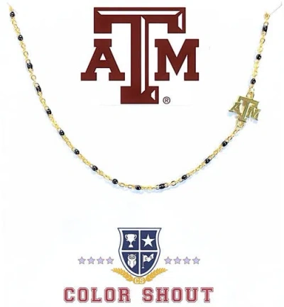 Color Shout Texas A&m University Side Necklace In Gold
