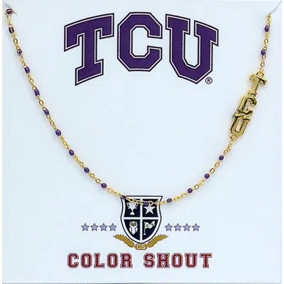 Color Shout Texas Christian University Side Necklace In Gold