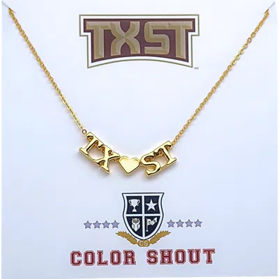 Color Shout Texas State University Gold Heart Necklace In Burgundy