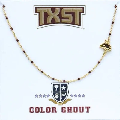 Color Shout Texas State University Side Necklace In Gold