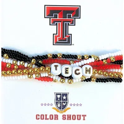 Color Shout Texas Tech Lucky 7 Bracelet Set In Gold