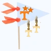 Color Shout Texas Tech  Pennant Pair Earring Set In Gold