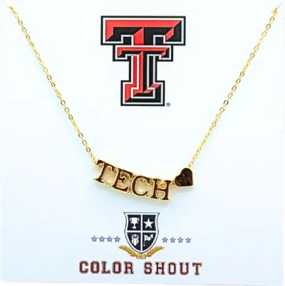 Color Shout Texas Tech University Gold Heart Necklace