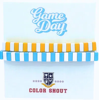 Color Shout Unisex - Game Day: Team Colors Enamel Tile Double Stack Bracelet In Light Blue/yellow/white In Multi