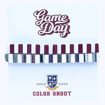 Color Shout Unisex - Game Day: Team Colors Enamel Tile Double Stack Bracelet In Maroon/silver In Multi