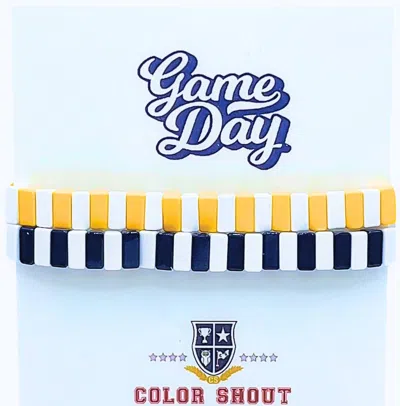 Color Shout Unisex - Game Day: Team Colors Enamel Tile Double Stack Bracelet In Navy/yellow In Multi