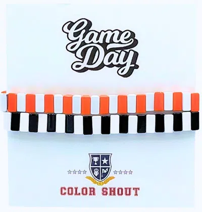 Color Shout Unisex - Game Day: Team Colors Enamel Tile Double Stack Bracelet In Orange/black In Multi