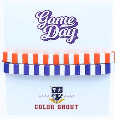 Color Shout Unisex - Game Day: Team Colors Enamel Tile Double Stack Bracelet In Orange/purple In Multi
