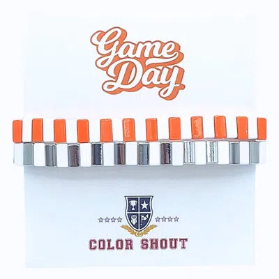 Color Shout Unisex - Game Day: Team Colors Enamel Tile Double Stack Bracelet In Orange/silver In Multi