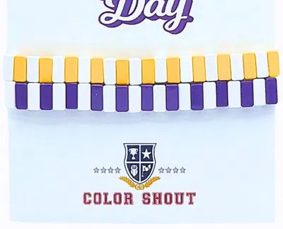 Color Shout Unisex - Game Day: Team Colors Enamel Tile Double Stack Bracelet In Purple/yellow In Multi