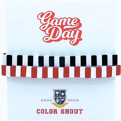 Color Shout Unisex - Game Day: Team Colors Enamel Tile Double Stack Bracelet In Red/black In Multi