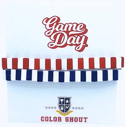 Color Shout Unisex - Game Day: Team Colors Enamel Tile Double Stack Bracelet In Red/navy In Multi