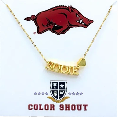 Color Shout University Of Arkansas Gold Heart Necklace