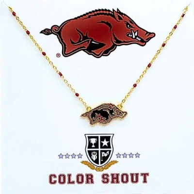Color Shout University Of Arkansas Side Necklace In Gold
