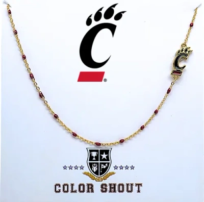 Color Shout University Of Cincinatti Side Necklace In Gold