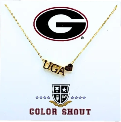 Color Shout University Of Georgia Gold Heart  Necklace