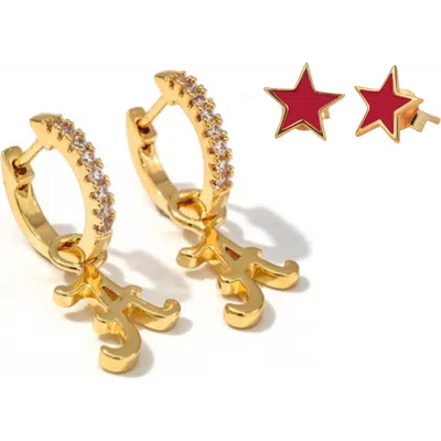 Color Shout University Of Georgia Pennant Pair Earring Set In Gold
