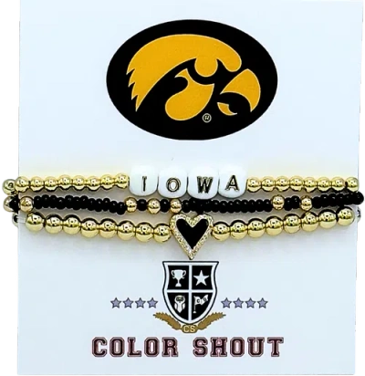 Color Shout University Of Iowa Love My College Bracelet Stack In Gold